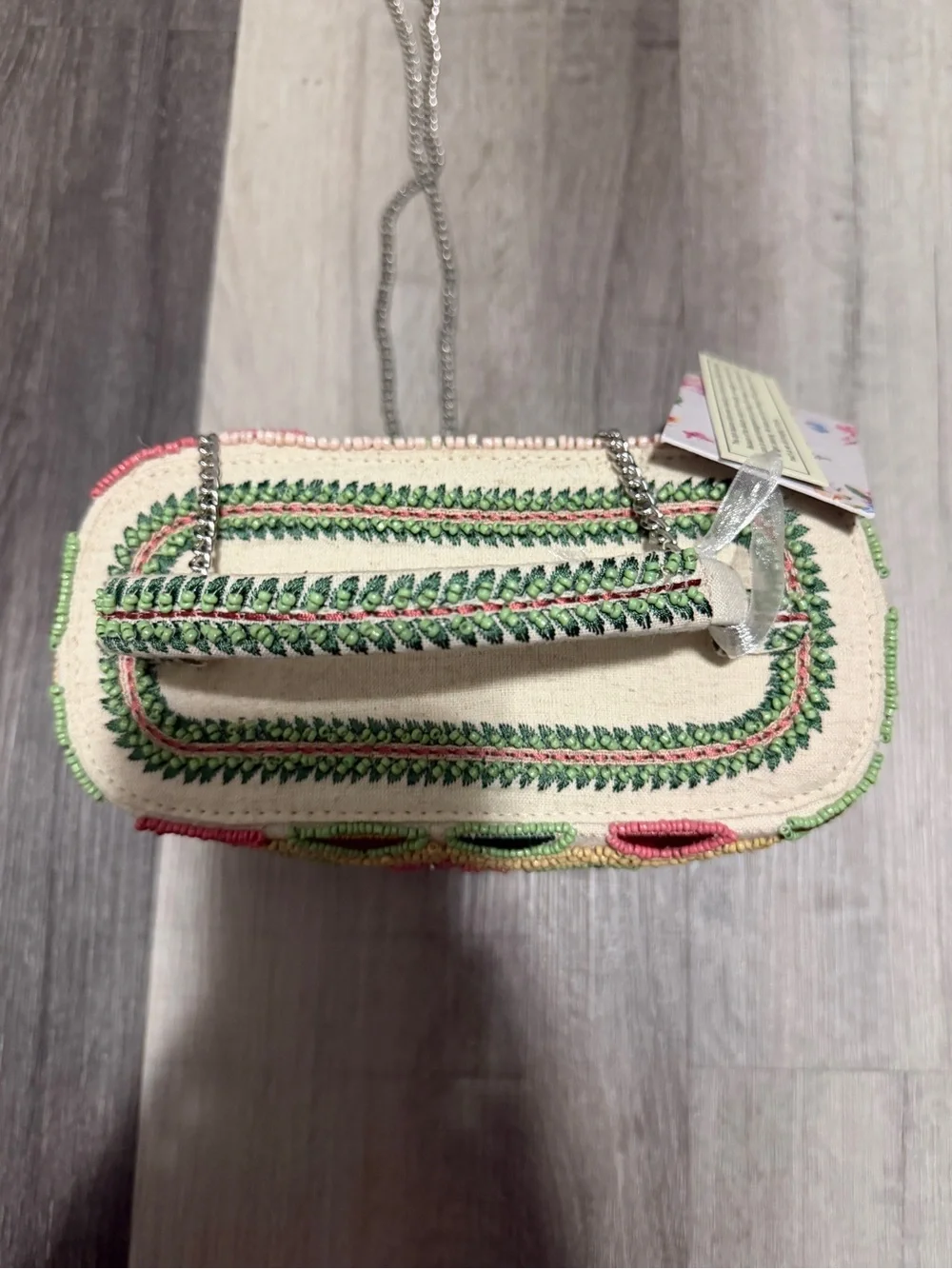 Embroidered Boho Beaded Crossbody Bag